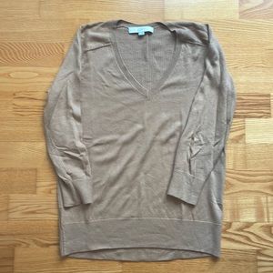 Loft v-neck tan sweater. Size S